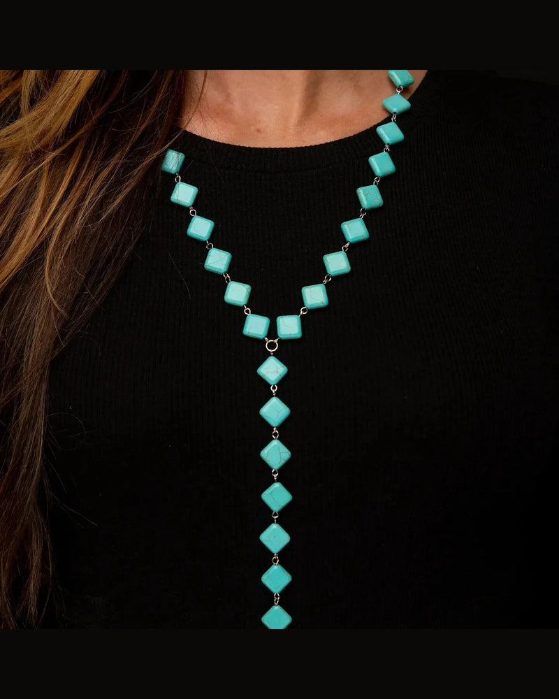 Turquoise Diamond V Necklace-Necklaces-West & Co-taninitrio