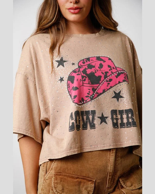 Cowgirl Acid Wash Crop Tee-Tops-Fantastic Fawn-Small-Camel-taninitrio