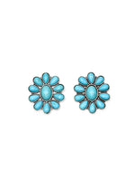 Flower Cluster Turquoise Post Earrings-Earrings-West & Co-taninitrio