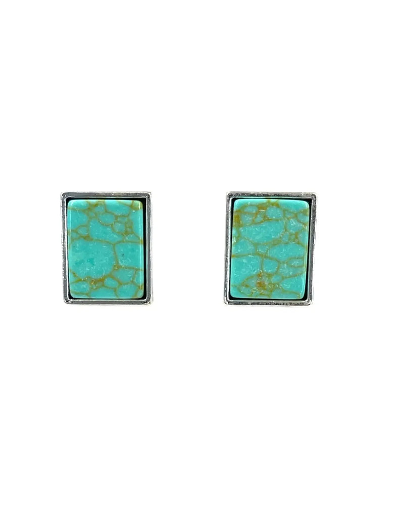 Turquoise Square Earrings-Earrings-West & Co-taninitrio