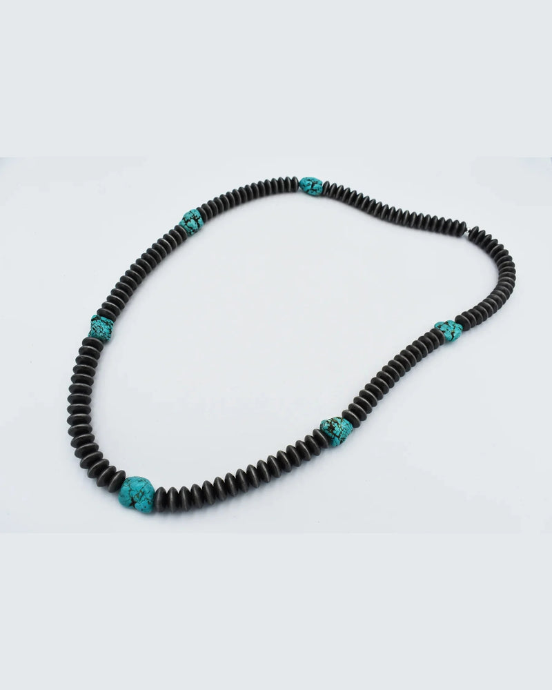 Turquoise and Silver Disc Necklace-Necklaces-Jennifer Ponson-taninitrio