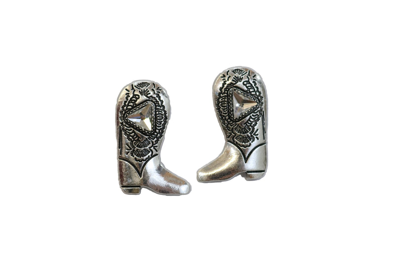 Silver Boot Earrings-Earrings-West & Co-Clear-taninitrio