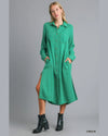 Mineral Wash Button Down Dress-Dresses-Umgee-Small-Green-taninitrio