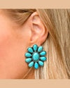 Flower Cluster Turquoise Post Earrings-Earrings-West & Co-taninitrio