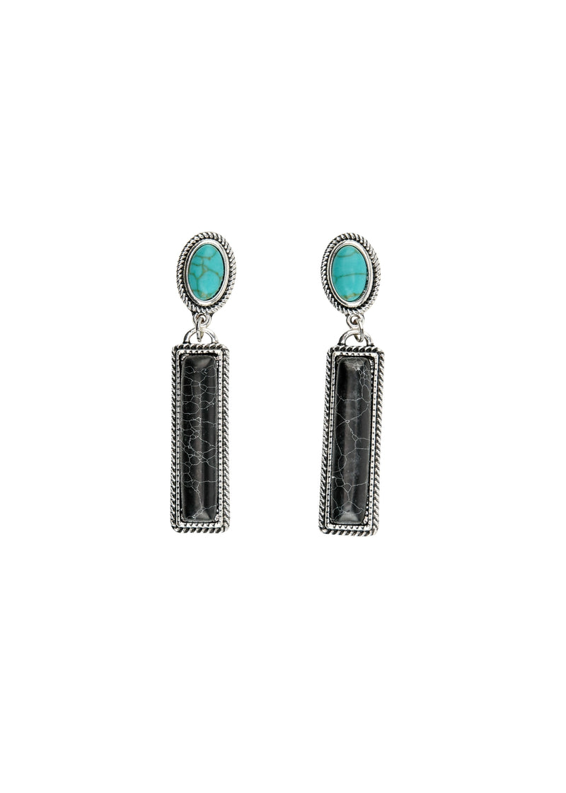 Black Bar Turquoise Earrings-Earrings-West & Co-taninitrio