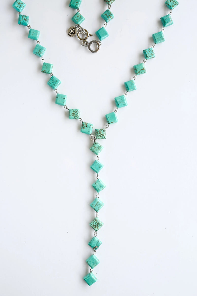 Turquoise Diamond V Necklace-Necklaces-West & Co-taninitrio