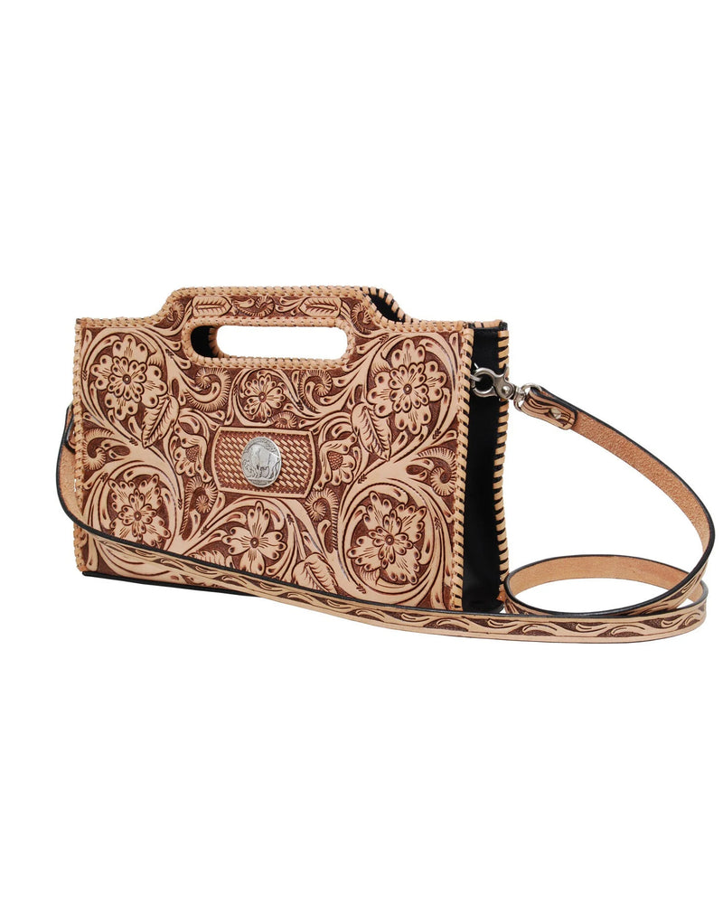 Chic Floral Carving Crossbody Clutch-Bag and Purses-Rafter T Ranch Company-Brown-taninitrio