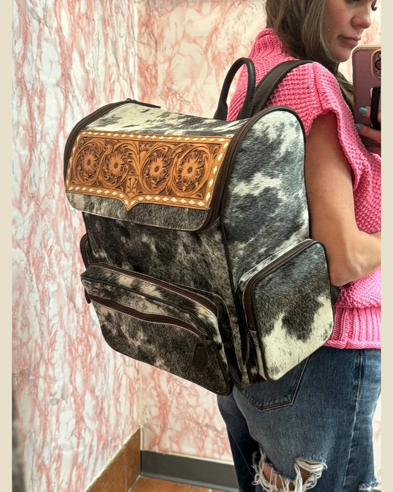 Cowhide Backpack-Backpack-Vintage Cowgirl Cases-Black-taninitrio