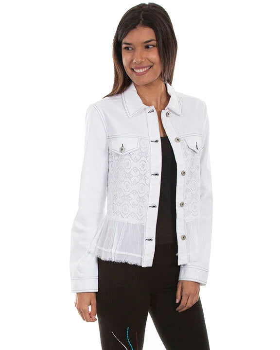 Georgette Ruffle Jacket-Jackets-Scully-White-Small-taninitrio