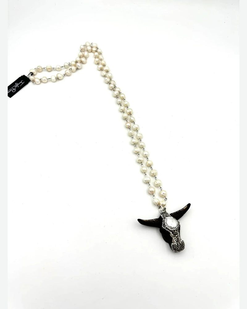 Pearl and Steer Necklace-Necklaces-Jennifer Ponson-taninitrio