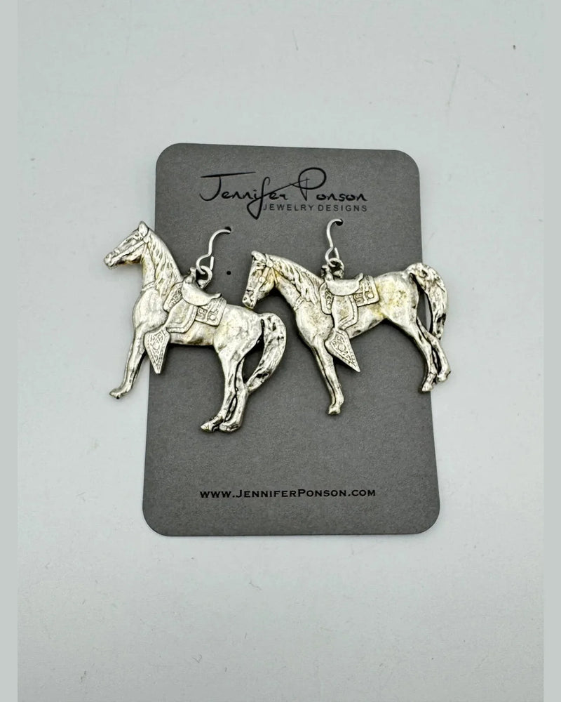 Pewter Horse Earrings-Earrings-Jennifer Ponson-taninitrio