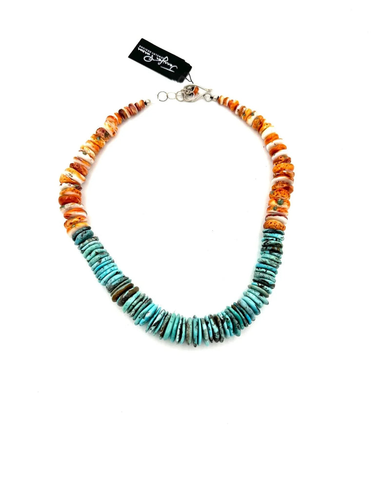 Turquoise and Spiny Oyster Necklace-Necklaces-Jennifer Ponson-taninitrio