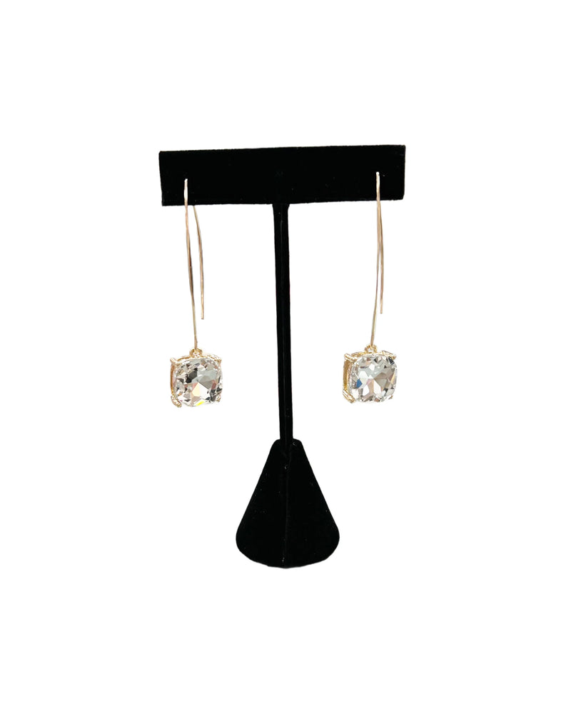 Crystal Drop Earrings-Earrings-Jennifer Ponson-Clear & Gold-taninitrio