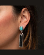 Black Bar Turquoise Earrings-Earrings-West & Co-taninitrio