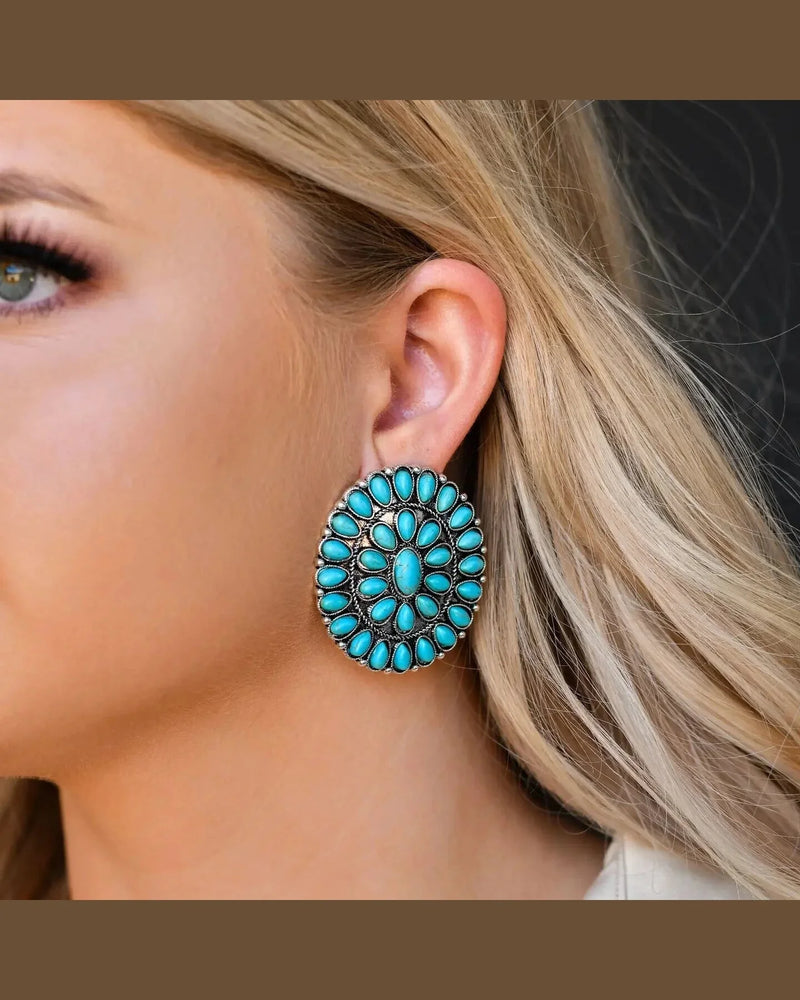 Cluster Turquoise Post Earrings-Earrings-West & Co-taninitrio