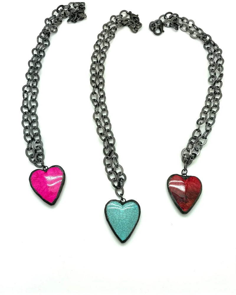 Heart Necklace-Necklaces-Jennifer Ponson-Pink-taninitrio