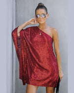 One Shoulder Sparkle Dress-Dresses-Lavender J-Small-Red-taninitrio