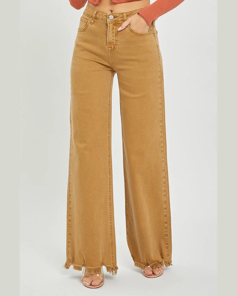 High Rise Wide Pants-Pants-Risen Jeans-3-Mocha-taninitrio