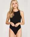 Halter Stretch Rib Knit Bodysuit-bodysuit-She + Sky-Small-Black-taninitrio