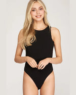 Halter Stretch Rib Knit Bodysuit-bodysuit-She + Sky-Small-Black-taninitrio