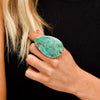 Turquoise Stone Ring-Rings-West & Co-Silver-taninitrio