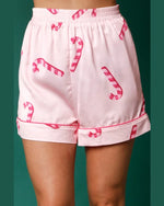 Candy Cane Pattern Satin PJ Shorts-shorts-Peach Love California-Small-Light Pink-taninitrio