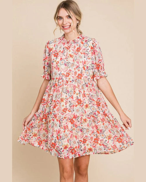 Frilled Floral Dress-dresses-Jodifl-Small-Red Mix-taninitrio