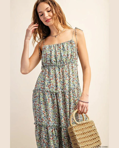 Floral Tiered Maxi Dress-dress-Kori America-Small-Sage Combo-taninitrio