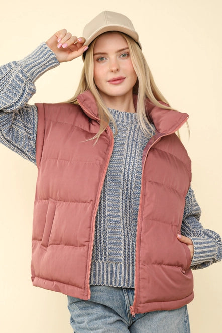 Casual Puffer Vest-Vests-Very J-Mauve-Small-taninitrio