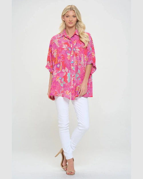 Oversized Button Down Shirt-Shirts & Tops-Adrienne-X-Small-Jungle Party-taninitrio