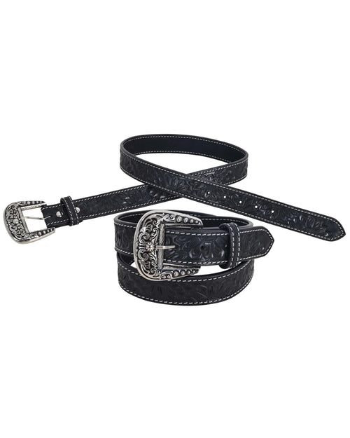 Black Leather Tooled Belt-belts-Rafter T Ranch Company-SM-32"-taninitrio