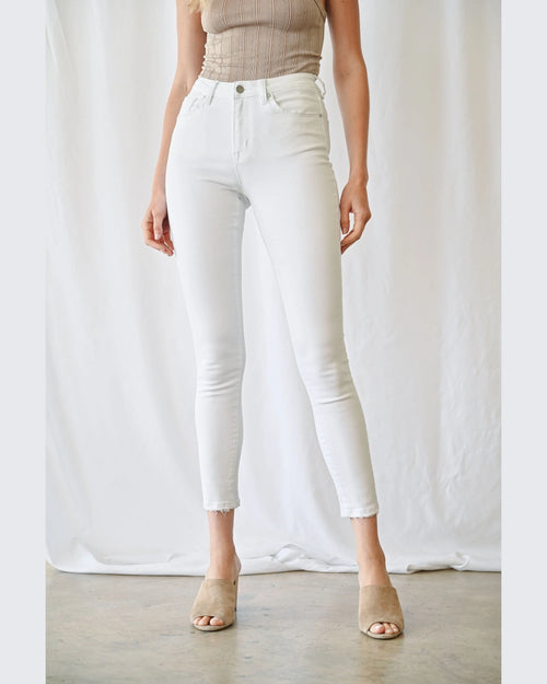 High Rise Ankle Skinny Jeans-Jeans-MICA Denim-24-White-taninitrio