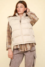 Casual Puffer Vest-Vests-Very J-ECRU-Small-taninitrio