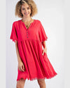 Frayed Babydoll Tunic Dress-Dresses-Easel-Small-Cherry Blossom-taninitrio