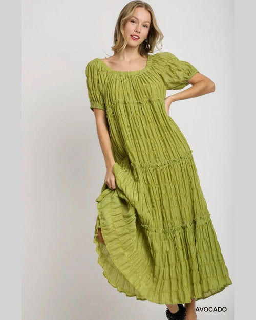 Textured Maxi Dress-Dresses-Umgee-Small-Avocado-taninitrio